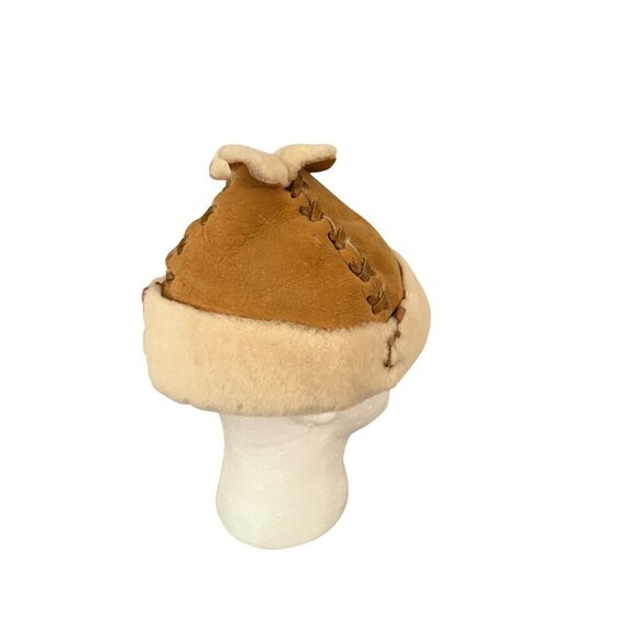 Mongolian Unisex Warm Hat One Size Tan Sheepskin Fur Pom-Pom Unique Winter main image 8